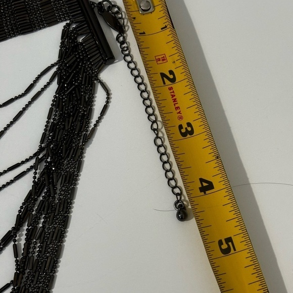 Natasha multi layered/strand charcoal gray necklace - Picture 6 of 7